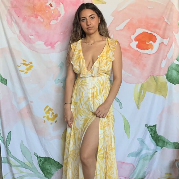 NWOT Mendocino Yellow Summer Maxi Wrap Dress - Picture 1 of 3